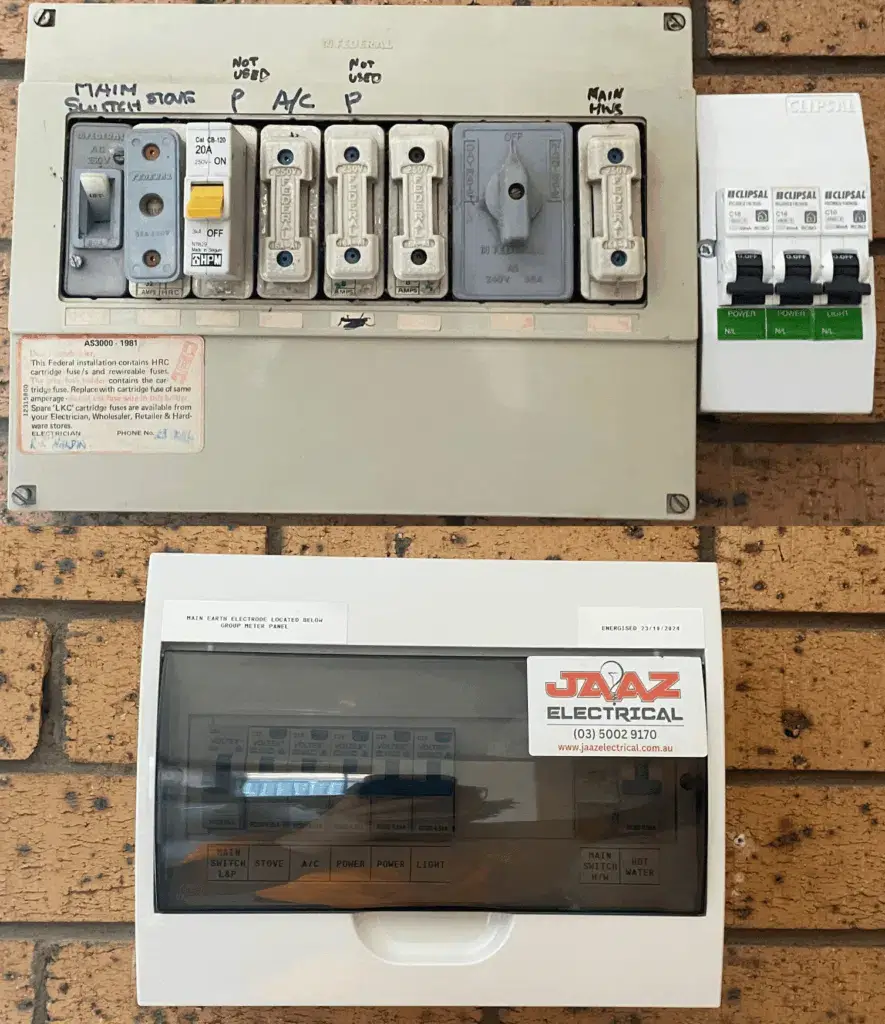 Modern switchboard upgrade with safety switches by a Mildura electrician